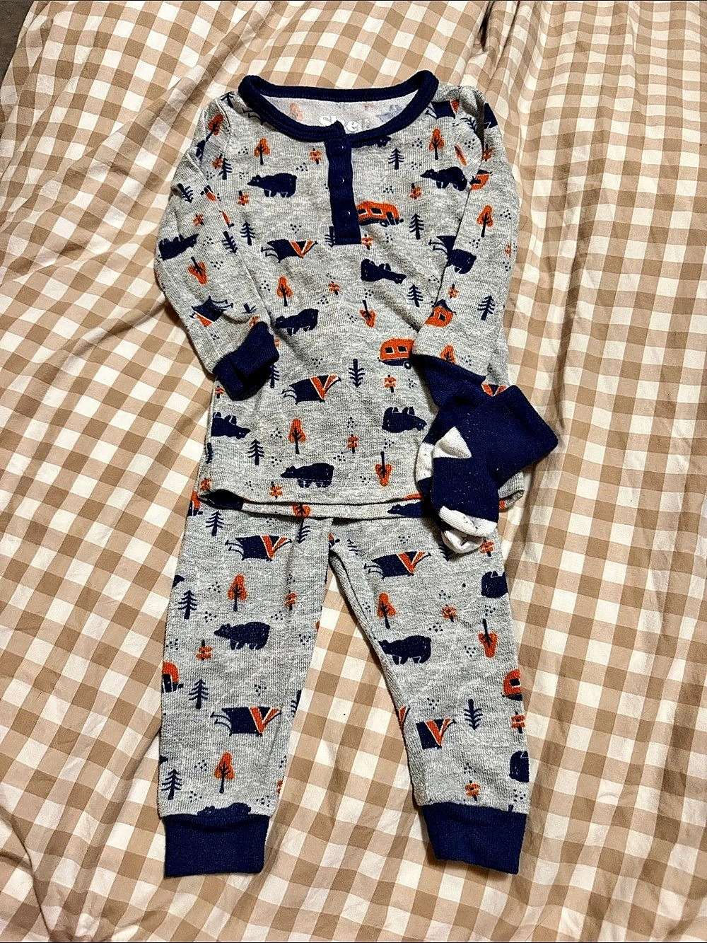 Sleep On It Pajama Set Gray & Blue Size 12 Months